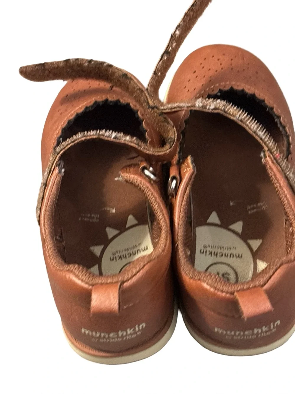 Stride Rite Munchkin Cognac brown Mary Jane Hook-and-Loop Girls Shoes Size 10